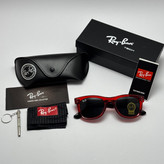 عینک آفتابی ریبن ویفرر شیشه سنگ مشکی قرمز به همراه پک کامل ریبن Rayban WAYFARER RB 0502S
