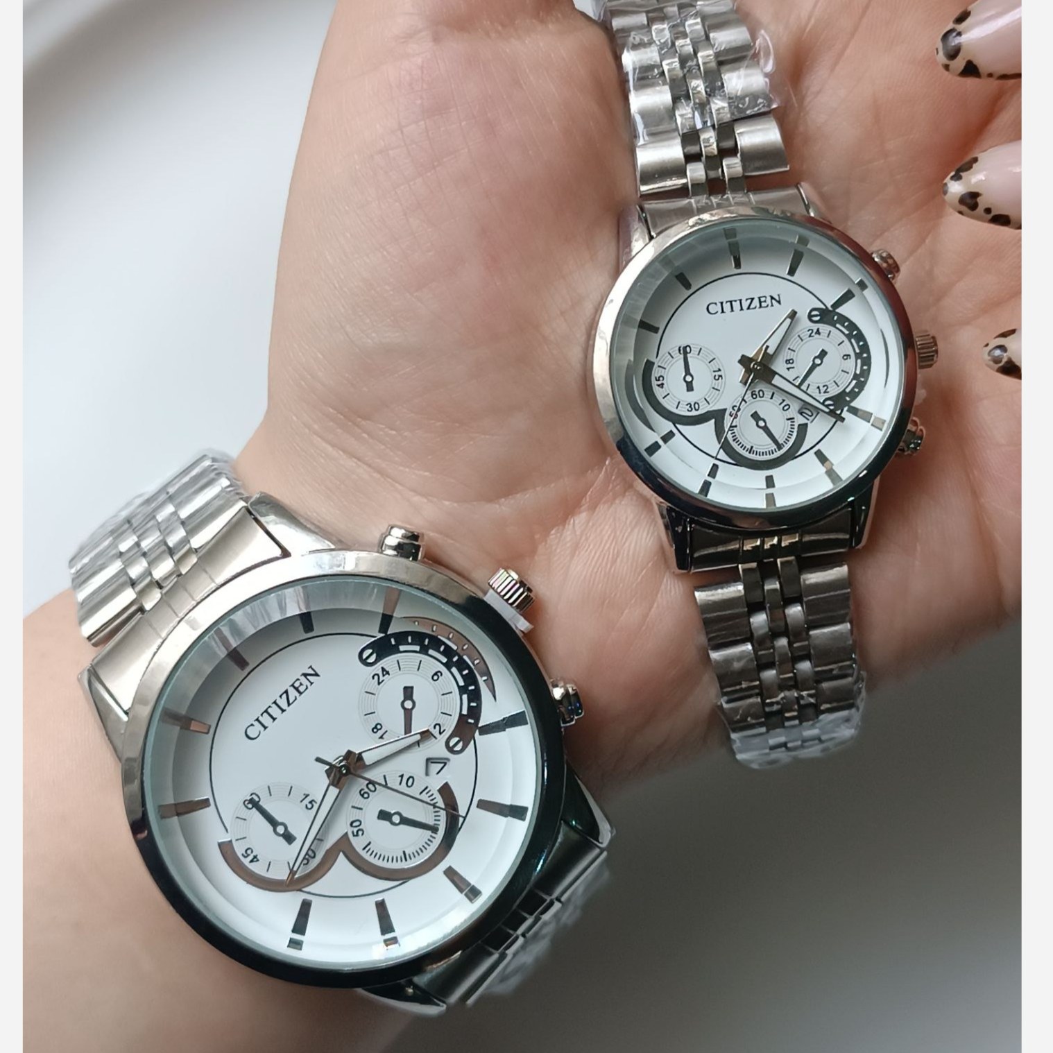 ساعت ست سیتیزن نقره ای صفحه سفید