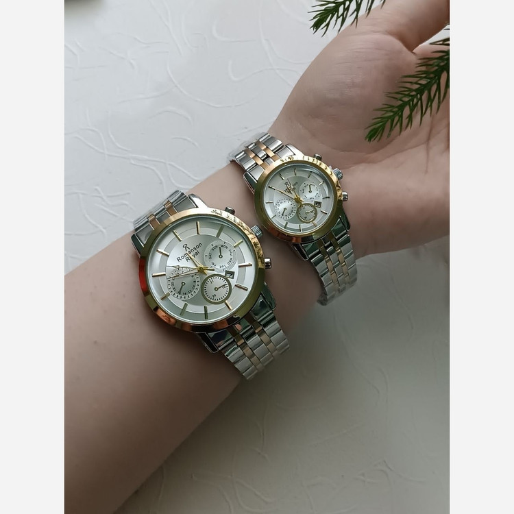 ساعت ست رومانسون طلایی نقره ای صفحه سفید
