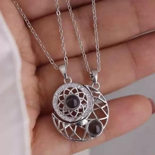 گردنبند مهر و ماه تلسکوپی استیل