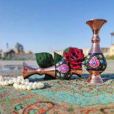 ست گلدان 16 و شکلات خوری پایه دار 20 مس و پرداز