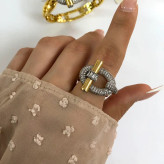 ست دستبند و انگشتر زنانه مدل هرمس Hermes نگین کاری شده رنگ طلایی نقره ای ضد حساسیت رنگ ثابت کد zsm (پس کرایه)