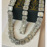 دستبند و گردنبند زنانه طرح مربع فول نگین کاری شده رنگ ثابت با کیفیت بالا کد zel (پس کرایه)