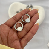 گوشواره استیل زنانه طرح قلب حلقه ای رنگ ثابت و ضد حساسیت کد tj (پس کرایه)