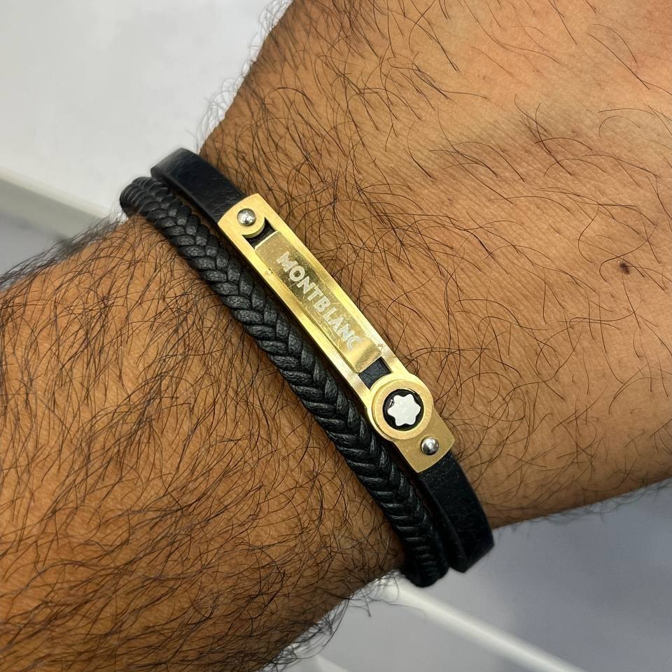دستبند چرمی قفل و پلاک استیل مردانه ورساچ Versace کیفیت چرم عالی تنوع طرح رنگ ثابت کدbn (پس کرایه)