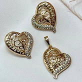 نیم ست گردنبند و گوشواره ژوپینگ زنانه طرح تک مروارید تنوع طرح رنگ ثابت کد sm (پس کرایه)