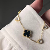دستبند استیل زنانه طرح گل ونکلیف Vancleef نگین رنگبندی رنگ ثابت کد tk