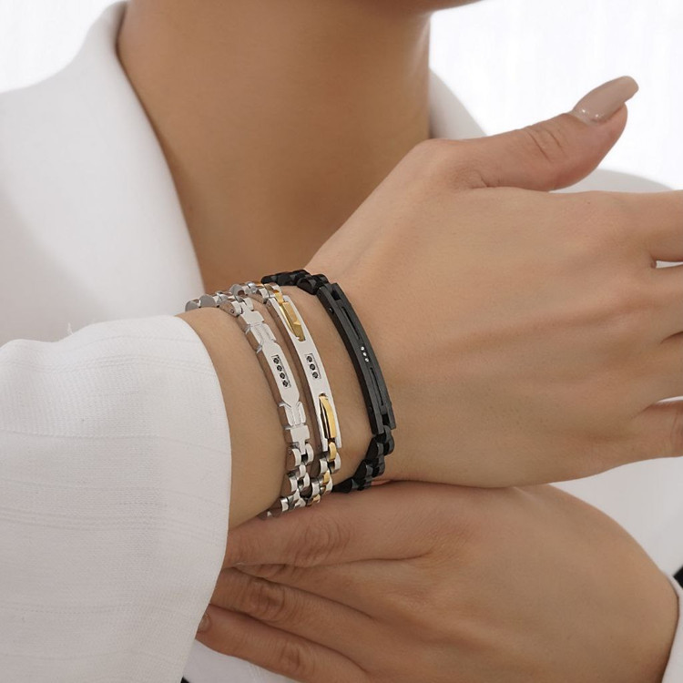 دستبند استیل طرح رولکس rolex بند ساعتی در سه رنگ درجه یک رنگ ثابت کد mp