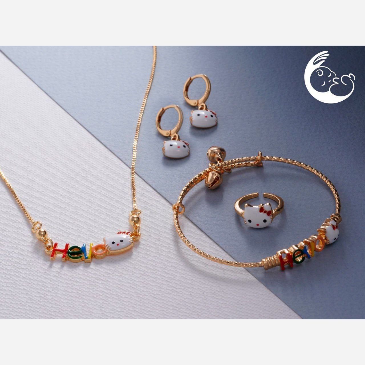 ست سرویس بچه گانه انگشتر-دستبند-گردنبند-گوشواره طرح اسب بالدار فری سایز رنگ ثابت و طرح های دیگر