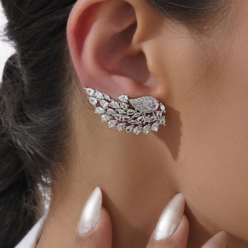گوشواره ایرکاف جفتی (دوتایی) طرح بال رنگ کاملا ثابت کد mp