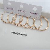 گوشواره ژوپینگ حلقه ای کاملا رنگ ثابت قطر 3 سانت با آبکاری طلا ورق بزنید لطفا