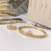 ست دستبند و انگشتر تاج دستبند بازشو طرح طلا رنگ ثابت ارسال رایگان