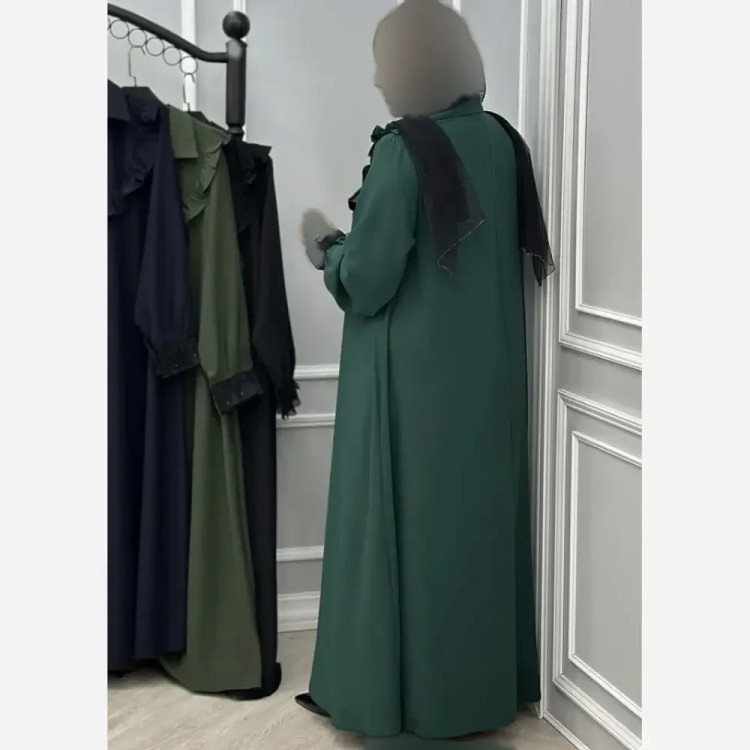 عبا زنانه کرپ الیزه طرح طهورا فری سایز مناسب بارداری و شیردهی