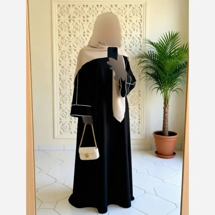 ماکسی عبا زنانه مدل ژینا جنس کرپ الیزه درجه یک سایز 40 تا 50