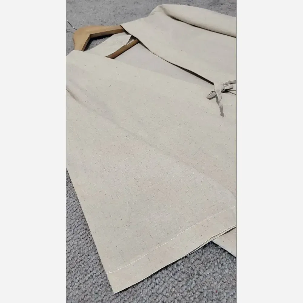 کت لینن جلو بند دار طرح تیام رنگ کرم فری سایز