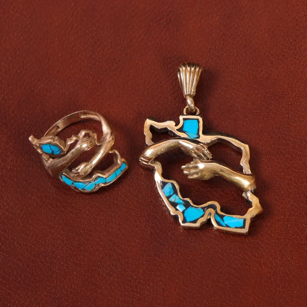 نیم ست فیروزه کوب طرح ایران کد 34750