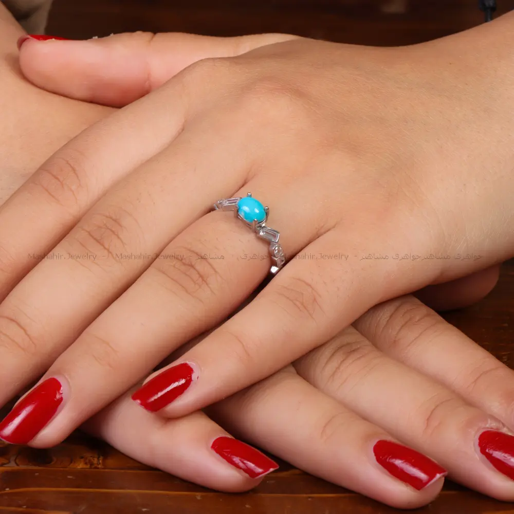 انگشتر فیروزه عجمی زنانه کد 34726