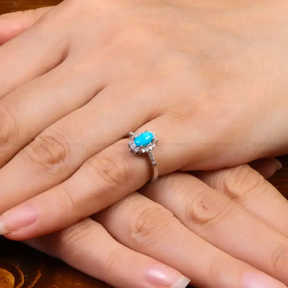 انگشتر فیروزه عجمی زنانه کد 27652