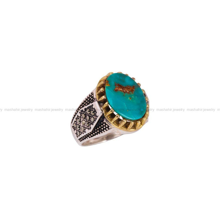 انگشتر فیروزه شجری مردانه کد 4083