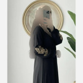 عبا زنانه مدل ترند چیندار پارچه الیزه رنگ مشکی