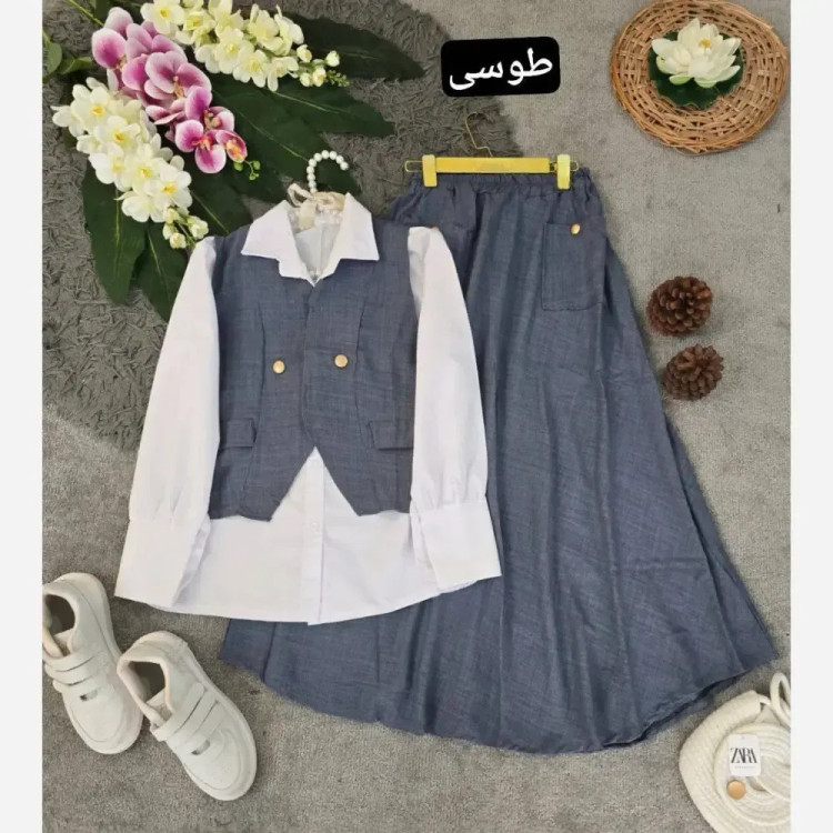 ست سه تیکه زنانه مدل ژینا جنس شانتون فری سایز 36 تا 46