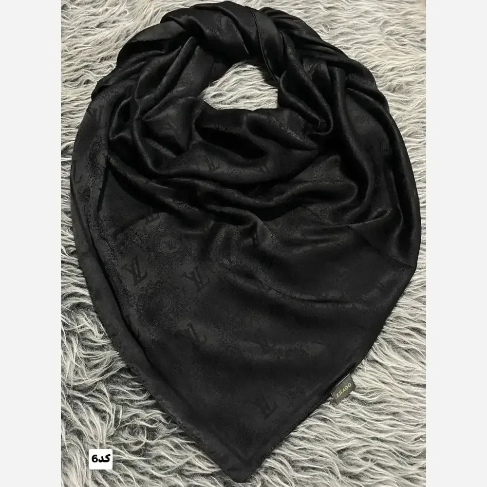 روسری مشکی ژاکارد قواره 140 دور دوخت