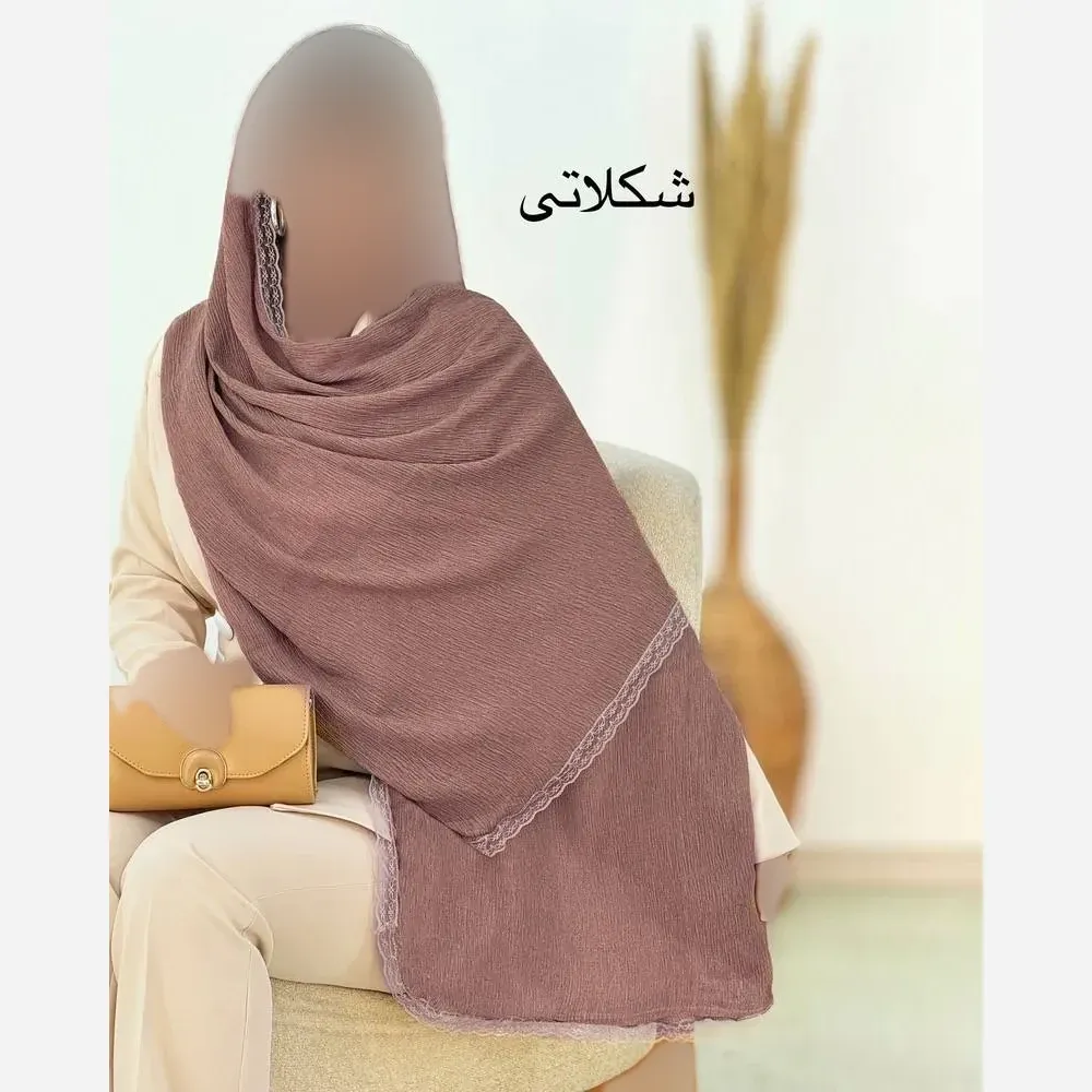 شال پلیسه لبه توری مجلسی قواره بزرگ در رنگبندی متنوع