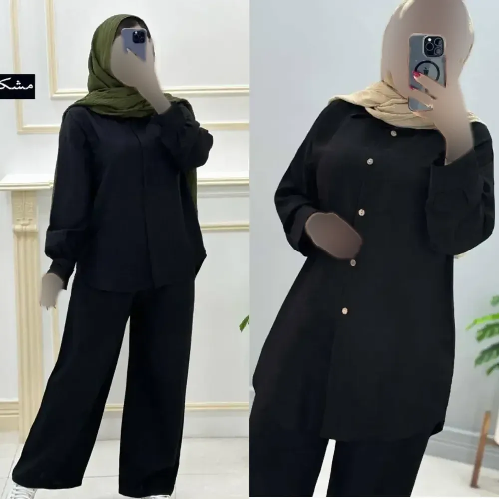 ست محرمی شانتون صوفیا مشکی فری سایز 36 تا 46