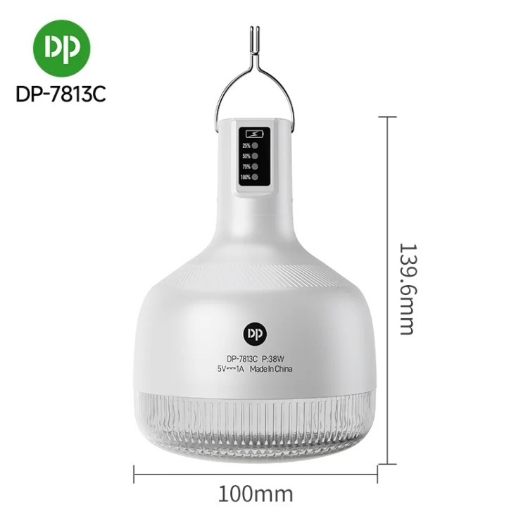 چراغ شارژی کمپینگ 38 وات دی پی DP-7813c لامپ روشنایی اضطراری آویزی 7813 ( گناوه مارکت )