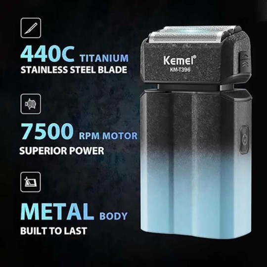 شیور شارژی کیمی مدل KM-T396 بیشترین دور موتور7500 دور در دقیقه  منبع انرژی باتری 1400 میلی آمپر