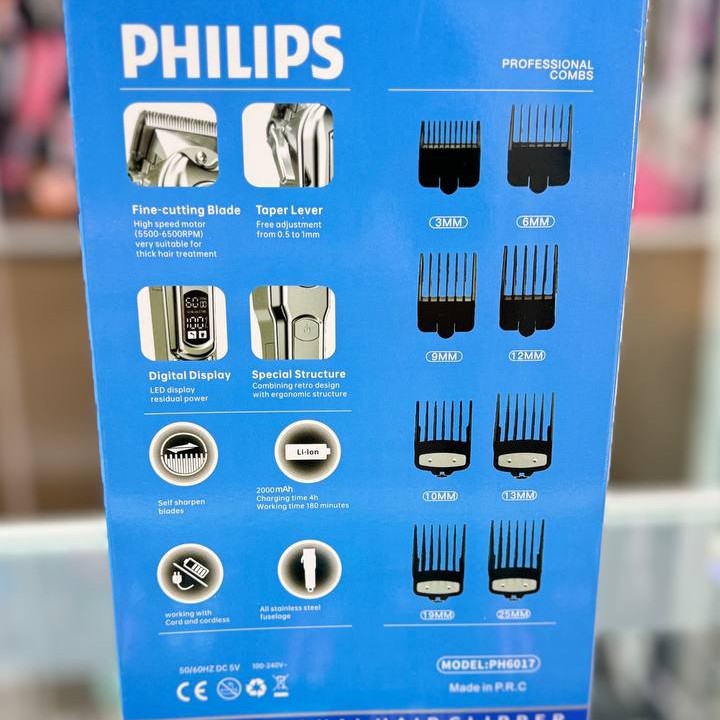 ماشین اصلاح حرفه ای فیلیپس مدل PH6017 متور قابل تنظیم تا 6500 دور در دقیقه