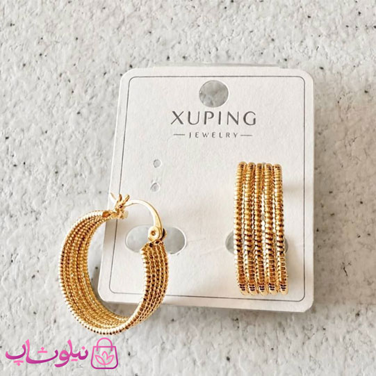 گوشواره زنانه ژوپینگ حلقه ای مدل پنج ردیفه کد 4991