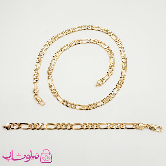 گردنبند/ دستبند ژوپینگ مدل فیگارو طلایی