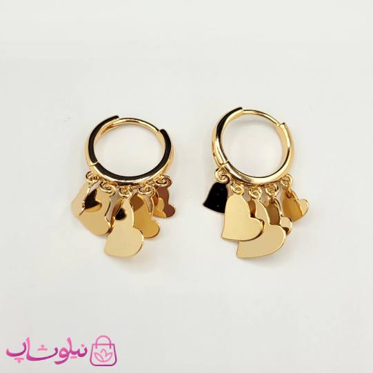گوشواره آویزدار حلقه ای زنانه ژوپینگ مدل قلب کد 430
