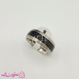 انگشتر مردانه کارتیه مدل فیبر کربن نقره ای مشکی کد 460