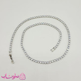 گردنبند دخترانه تنیسی نقره ای رنگ نگین مربع سفید 45 سانت کد 2598