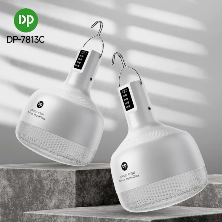چراغ شارژی کمپینگ 38 وات دی پی DP-7813c ( پک 5 عددی ) لامپ روشنایی اضطراری آویزی 7813 ( گناوه مارکت )