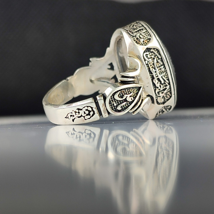 انگشتر نقره باسنگ حدید حکاکی یا اباعبدلله الحسین کد 2936