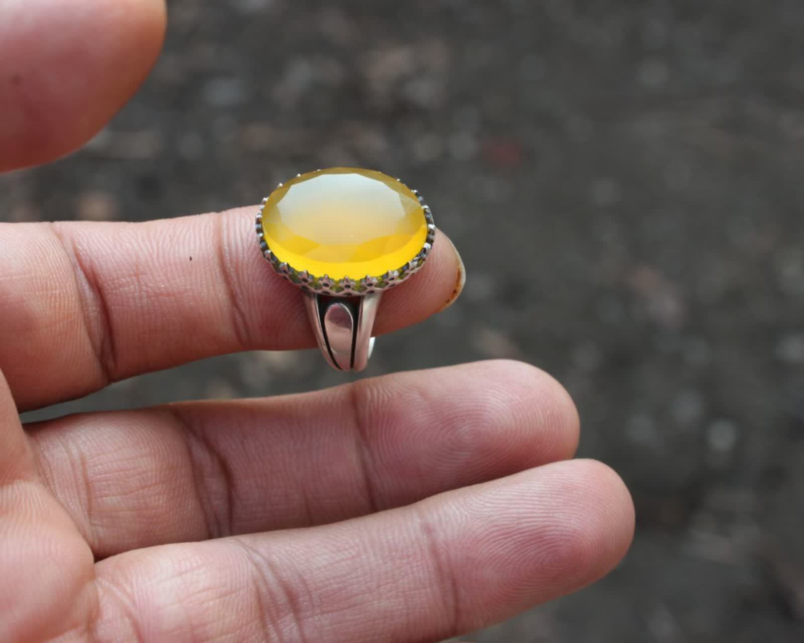 انگشتر شرف الشمس مردانه "کلید گشایش" –  اعظم بر روی عقیق زرد اصل  کد 1791