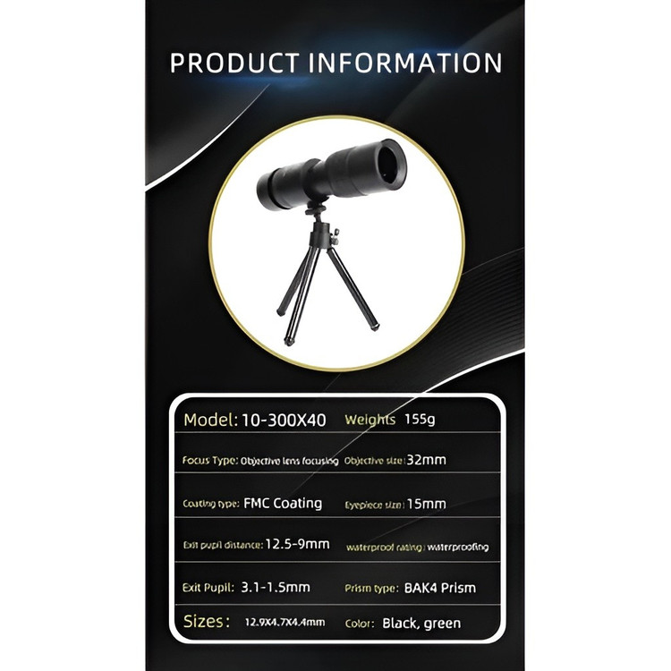 دوربین شکاری تک چشم اورجینال COMET 10X-300X40 (ارسال رایگان و خرید قسطی)