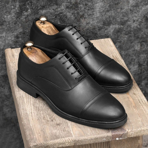 men's formal shoes black two-piece strap (پس کرایه)