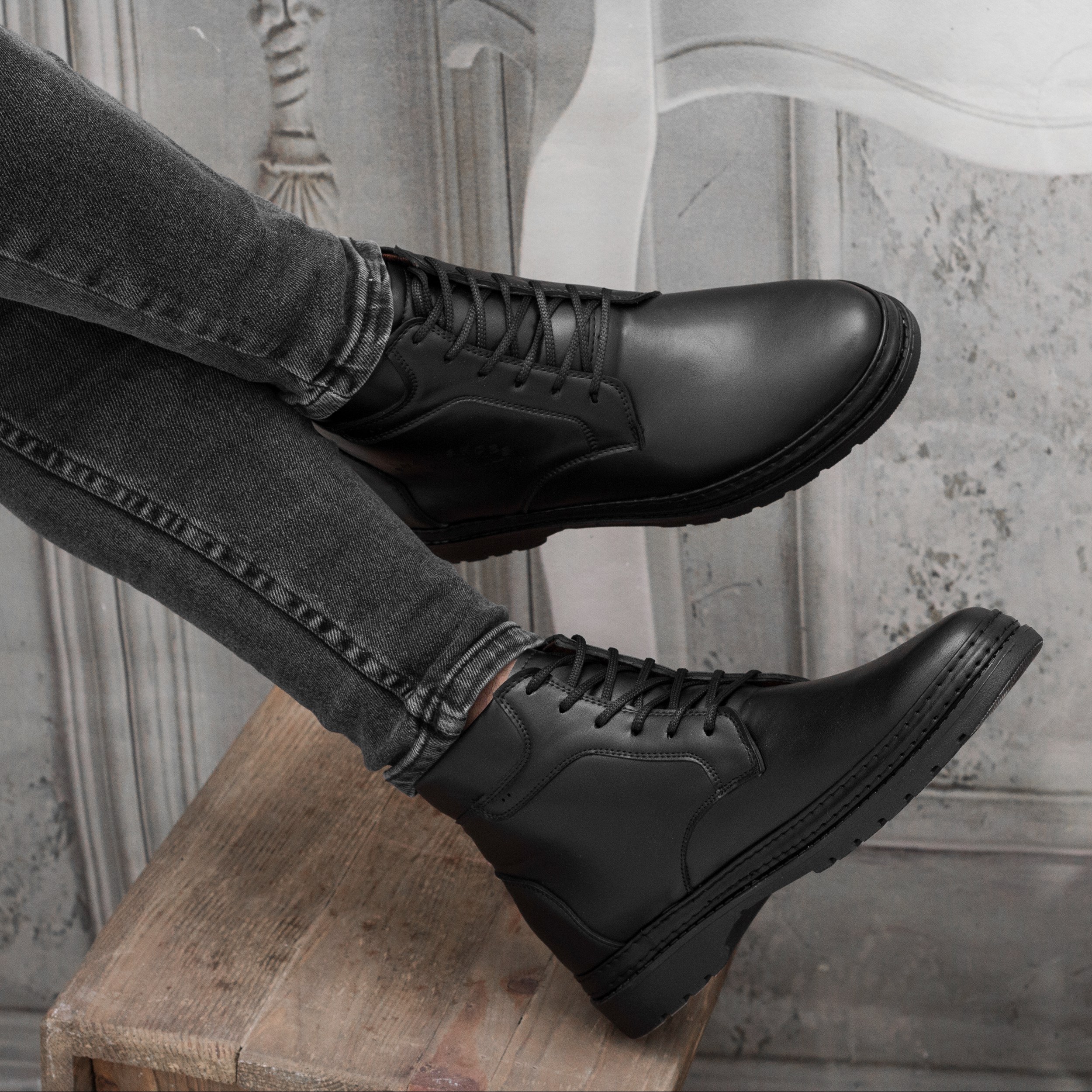 نیم بوت مردانه بندی ساقدار مدل دژاوو رنگ مشکی (پس کرایه)