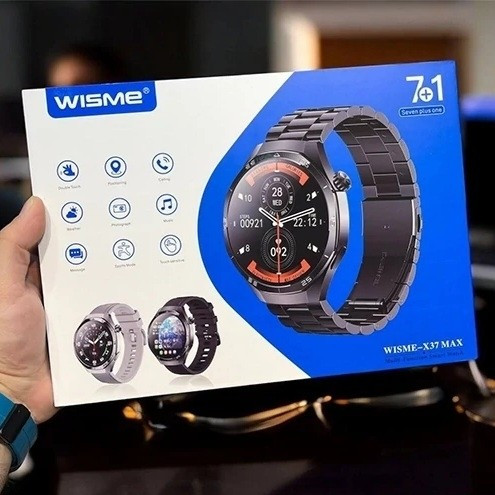 ساعت هوشمند گرد WISME-X37 MAX هفت بند با بند فلزی ورژن 2025 تمام صحفه اورجینال بالاترین کیفیت بازار پرفرووش