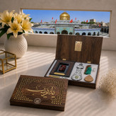 بسته فرهنگی سوغات کربلا شش قطعه سنگ حرم امام حسین قاب فرش حرم حضرت عباس عطر تسبیح و آب سرداب حرم حضرت عباس