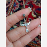 پیرسینگ ناف قلب بال فرشته ی آویز دار